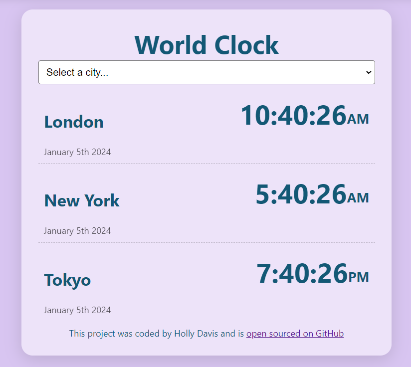 world clock project preview